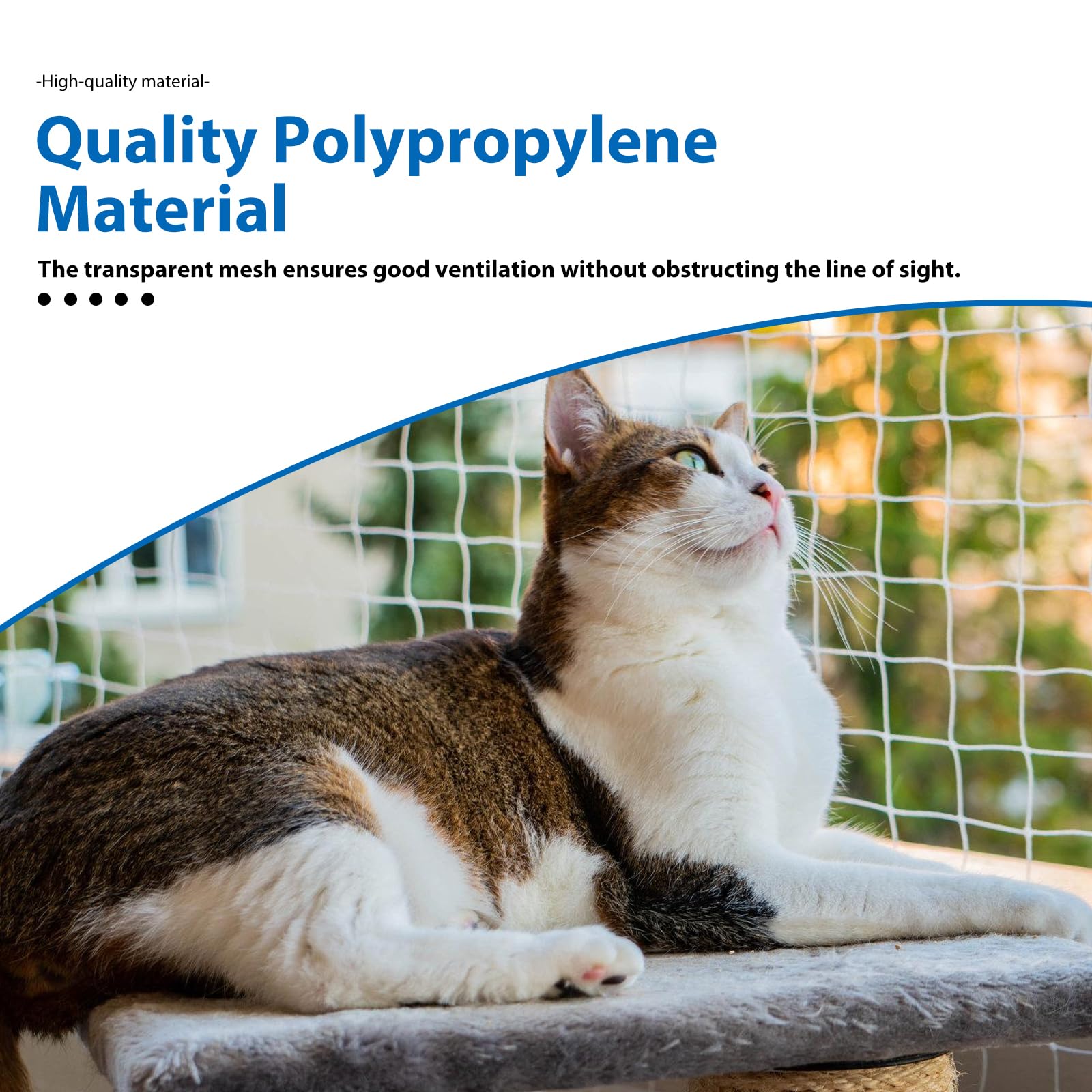 NieKilig Kattennet voor balkon, 3 x 3 m, kattenrooster, raam, zonder boren, transparant kattenbeschermingsnet voor katten voor het beveiligen van balkon, terrassen, ramen, dakluiken, deuren