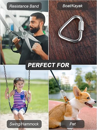 Miniatura 7 de DELSWIN Triangle Carabiner Quick Chain Links - 2.9 Inch Stainless Steel Delta Quick Link, Heavy-Duty Marine Grade Carabiner Clip for Boat, Fitness,