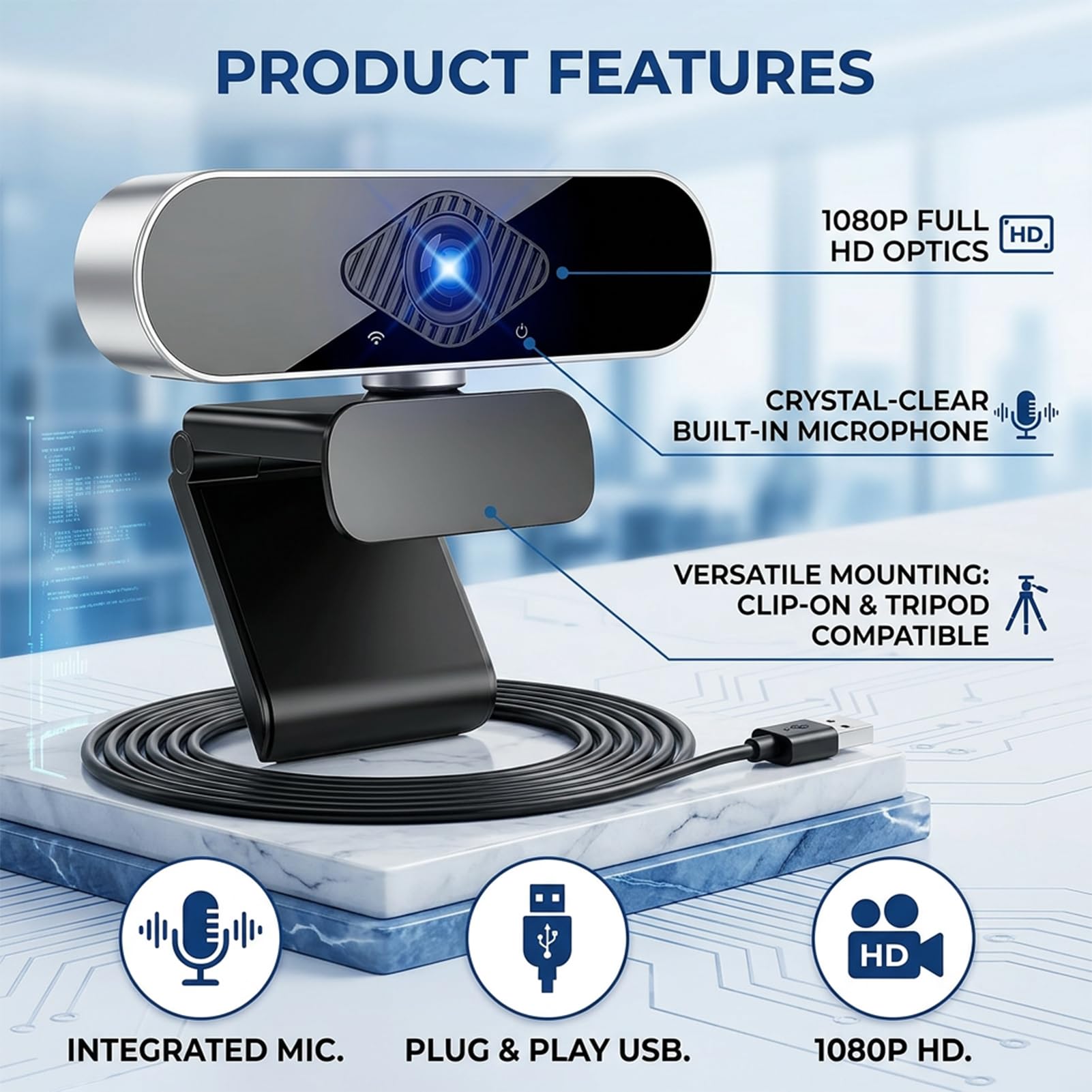 Webcam 4K UHD avec Microphone Réduction de Bruit, Autofocus Camera PC avec Cache de Confidentialité, Webcam PC Streaming 1080P 60fps Grand Angle pour Gaming, Zoom, Skype, Mac et Ordinateur Portable
