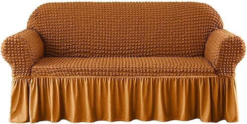 Miniatura 7 de JNTKE 3D Bubble Lattice Stretch Sofa Cover, Loveseat Cover Couch Cover Spandex Elastic Sofa Slipcover Protector with Skirt, Washable Furniture