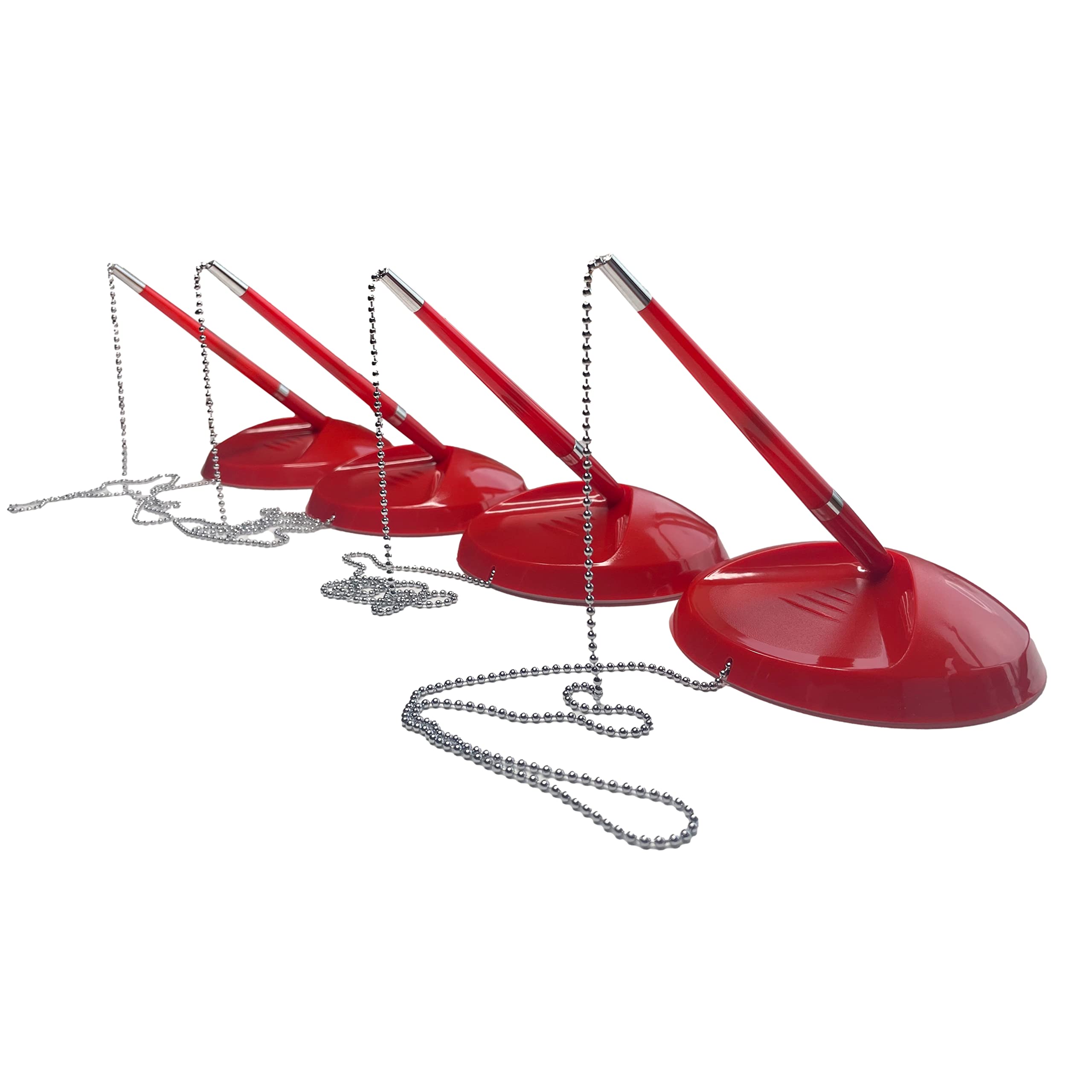 Janrax Pack of 8 Red Reception Counter Pens on Chain