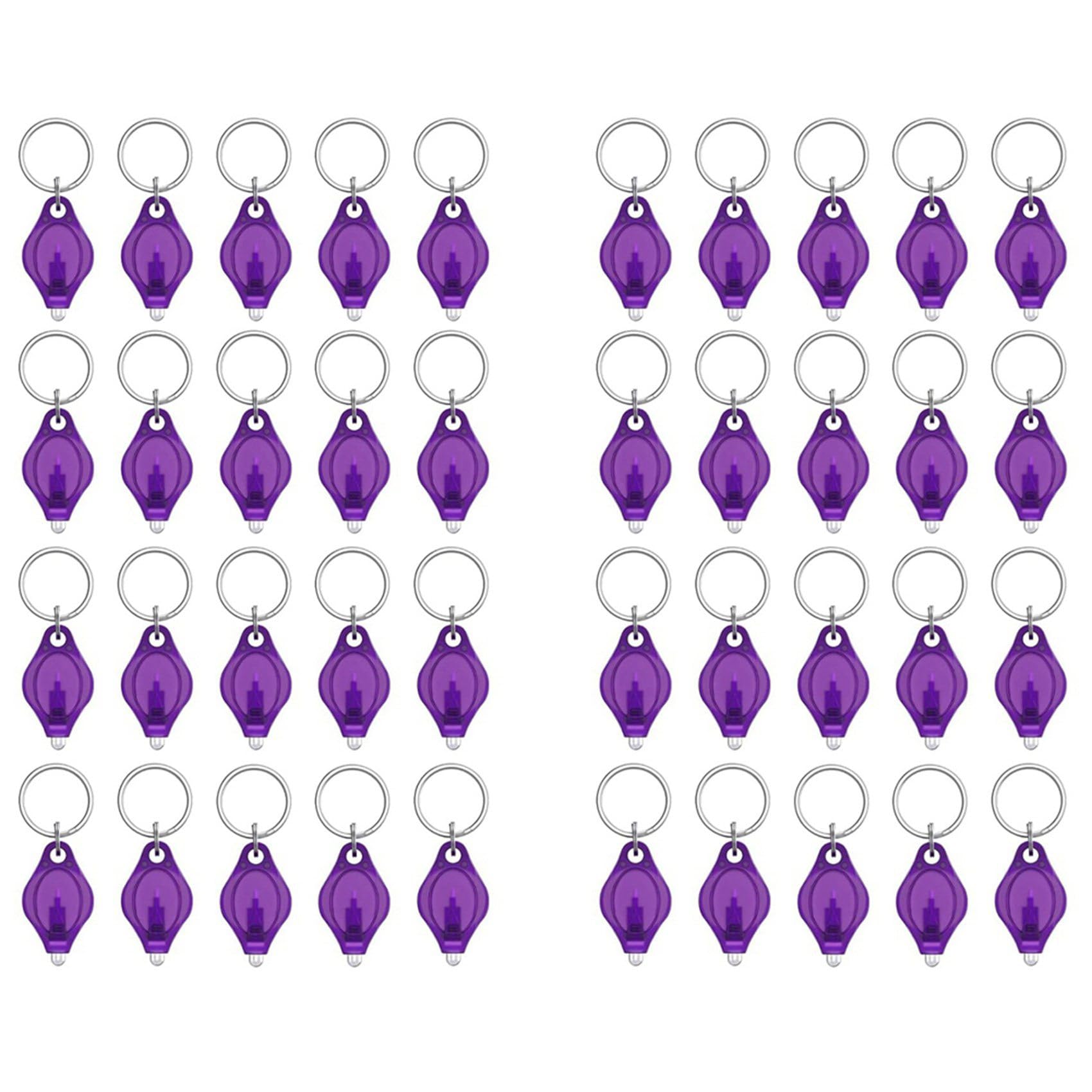 Hndhbfgrt Mini UV LED Keychain Flashlight 10 Lumen Portable Light Detector Battery Powered Fluorescent Torch, 40 Pack