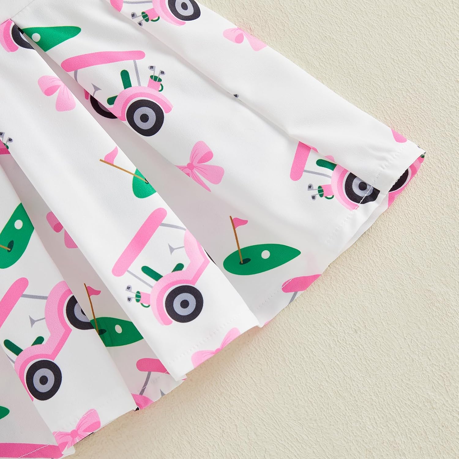 Toddler Baby Girl Golf Outfit Golf Embroidery Sleeveless Ribbed Tank Tops Golf Print Pleated Skirt Summer Clothes Set