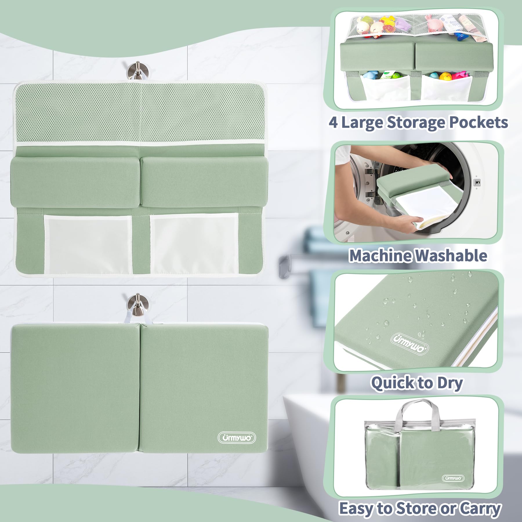 URMYWO Repose-genoux et coudières pour le bain - Confortables et épais - Pour bébé - Vert