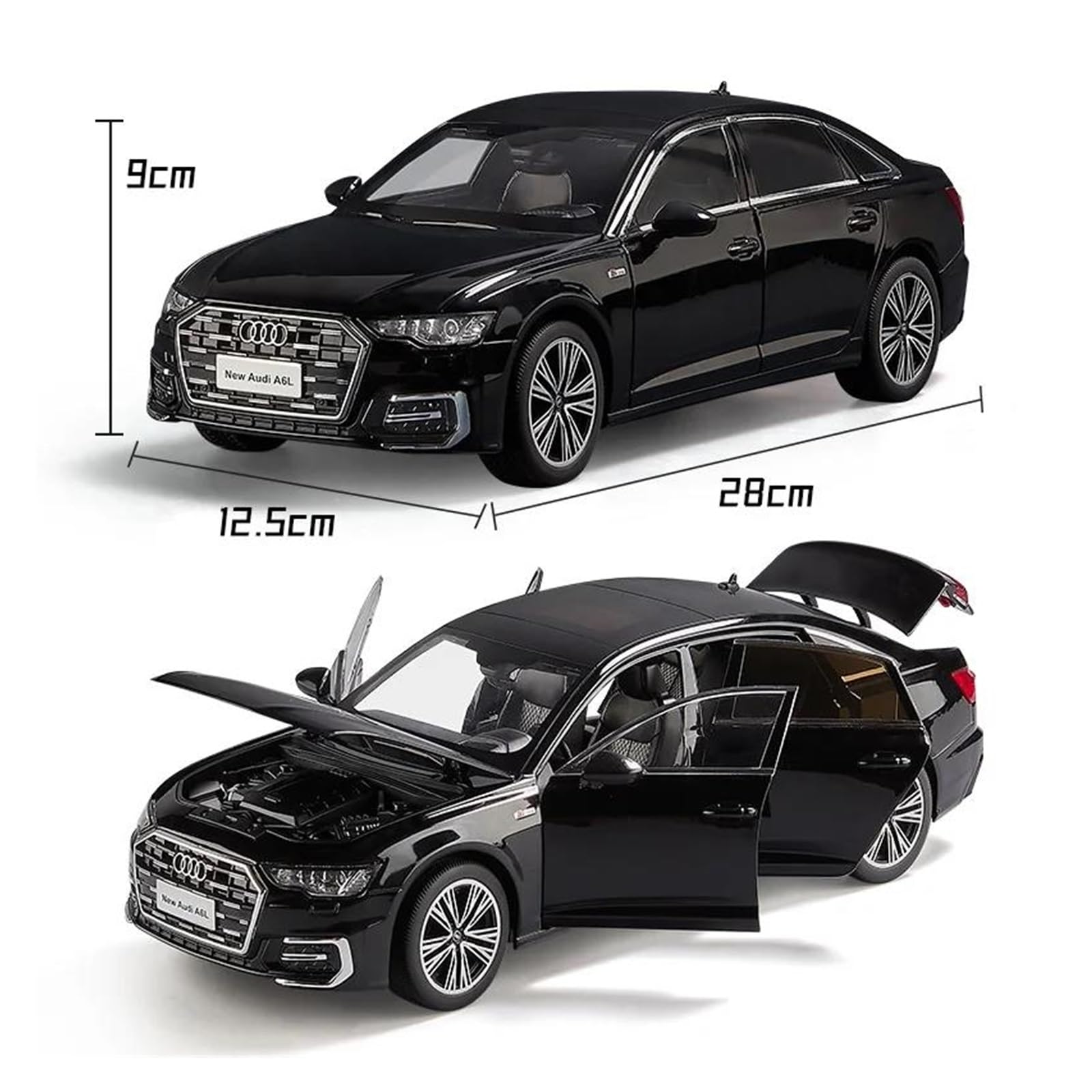 1:18 Per Audi A6 L Pressofuso Lega Auto Giocattolo Collezione Luci Suoni Porte Dell'auto Possono Essere Aperte Set Giochi Modello Auto per Hobby(Blu)