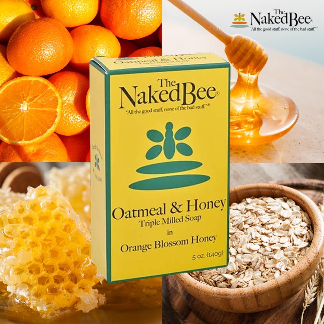 The Naked Bee Oatmeal & Honey Triple Milled Soap, 5 Ounce, 3 Pack, Orange Blossom Honey