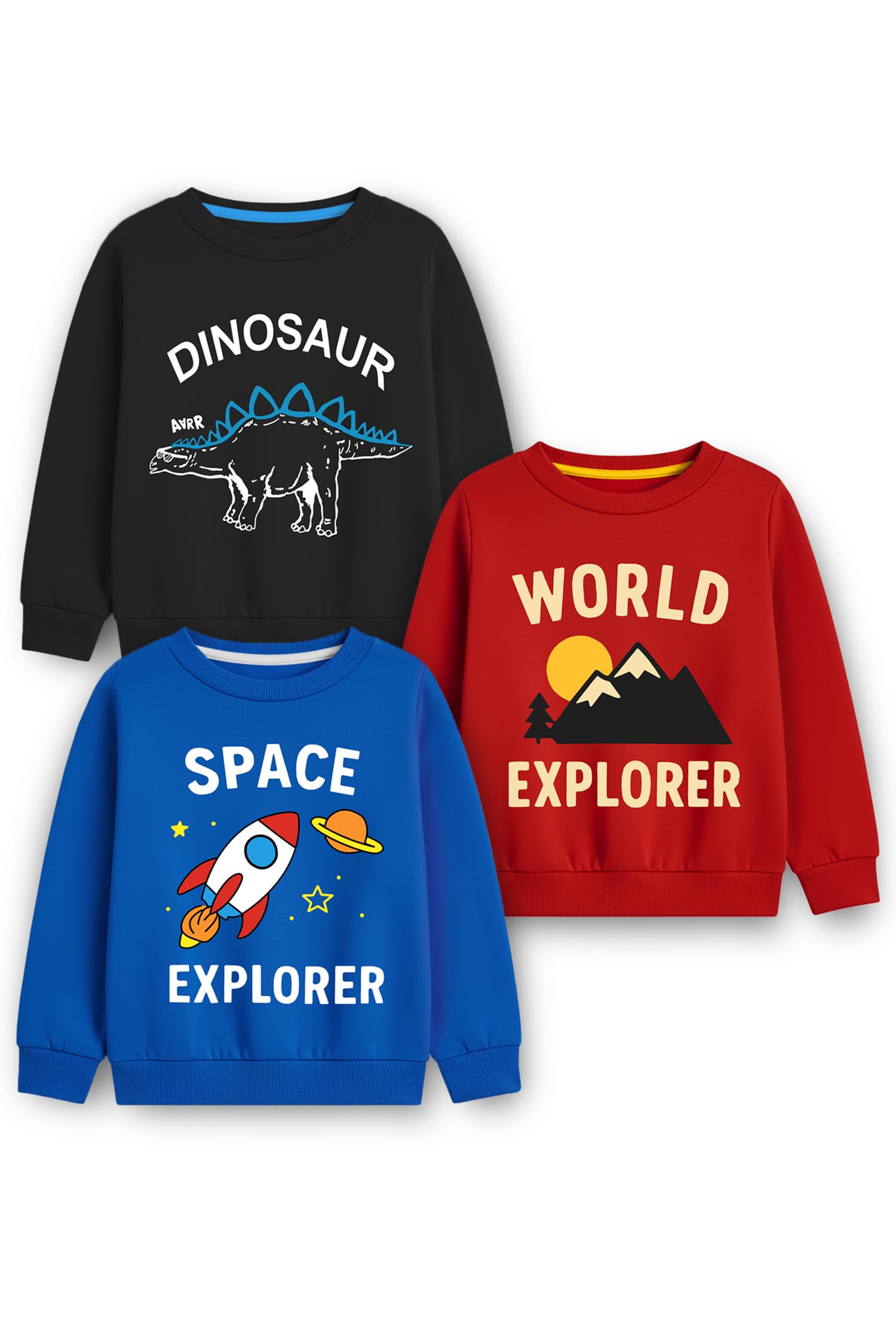 Trampoline Pack of 3 Boys & Girls Graphic Printed Sweatshirts | Fleece Winter Wear-picture-11
