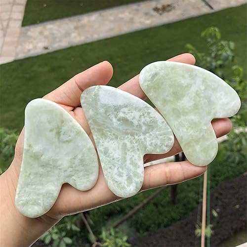 Miniatura 4 de Mndrlin Herramienta de masaje facial de jade verde claro natural para raspar gua sha, tabla raspadora de piedra para spa reduce líneas finas y