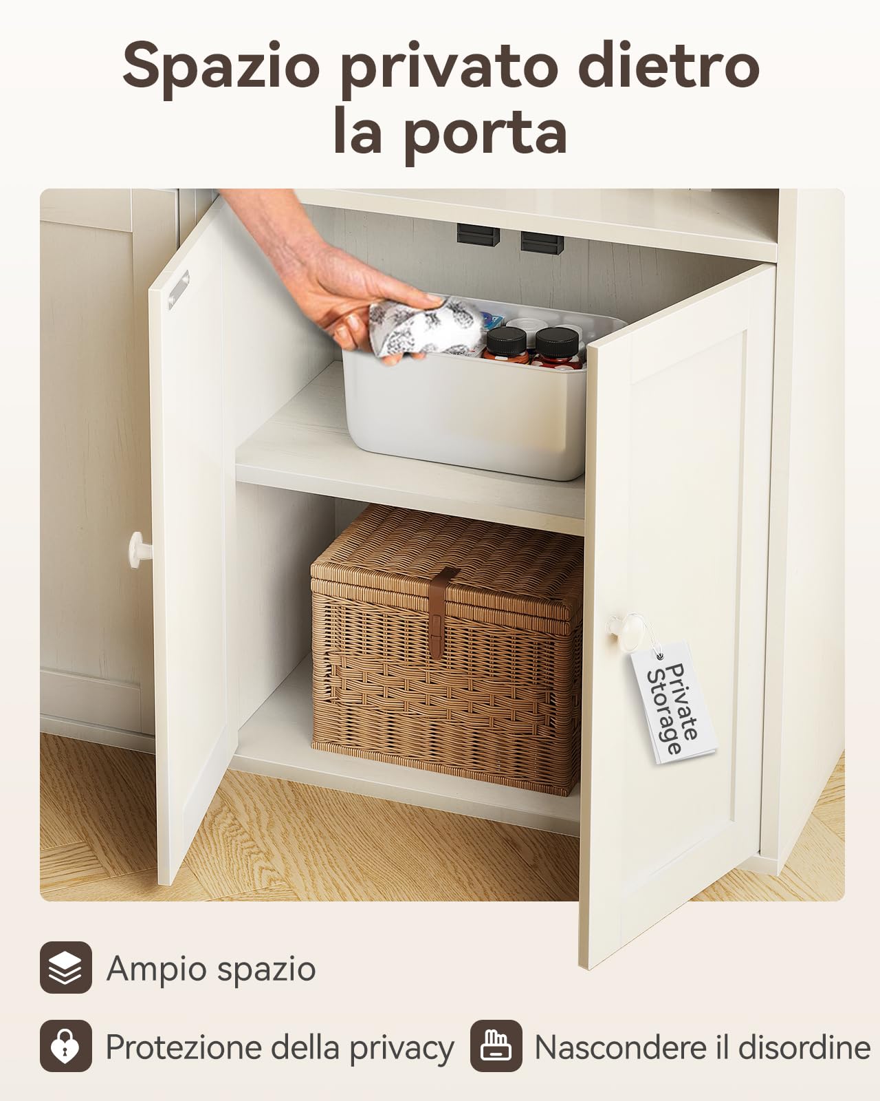 Coleshome Libreria con Ante a 6 ripiani e Mobile Contenitore, Scaffale Salvaspazio per Display e Archiviazione, Libreria per Casa, Ufficio, Soggiorno, Camera da Letto, Bianco, 48 x 24 x 176.4
