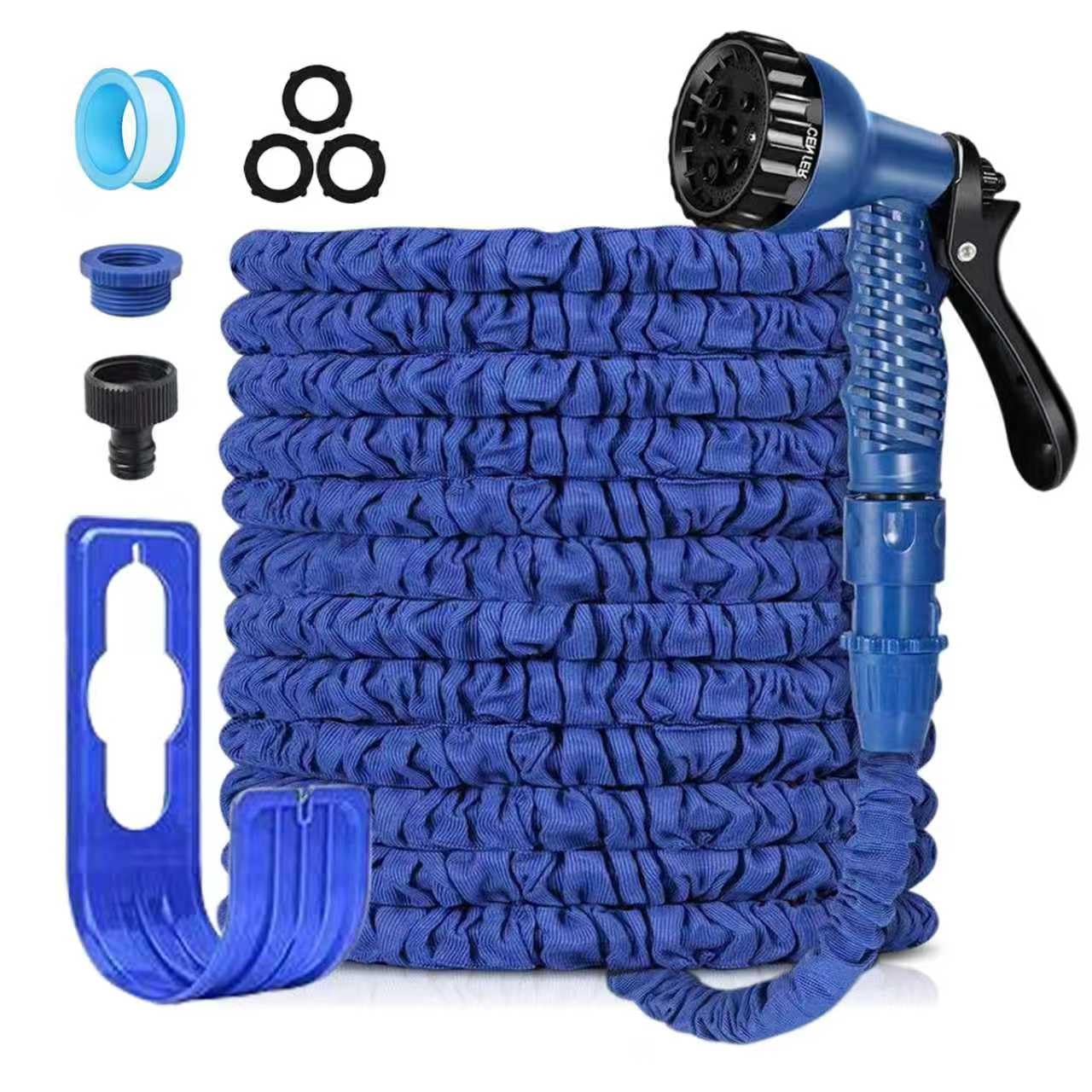 Niboameu Blue(50Ft) Expandable Garden Hose Pipe 15M 50Ft, Hosepipes For Garden Flexible Garden Hose With 7 Function Spray Gun,Extendable Water Hose Retractable Magic Hose Pipe For Gardening Car Washing (Blue)