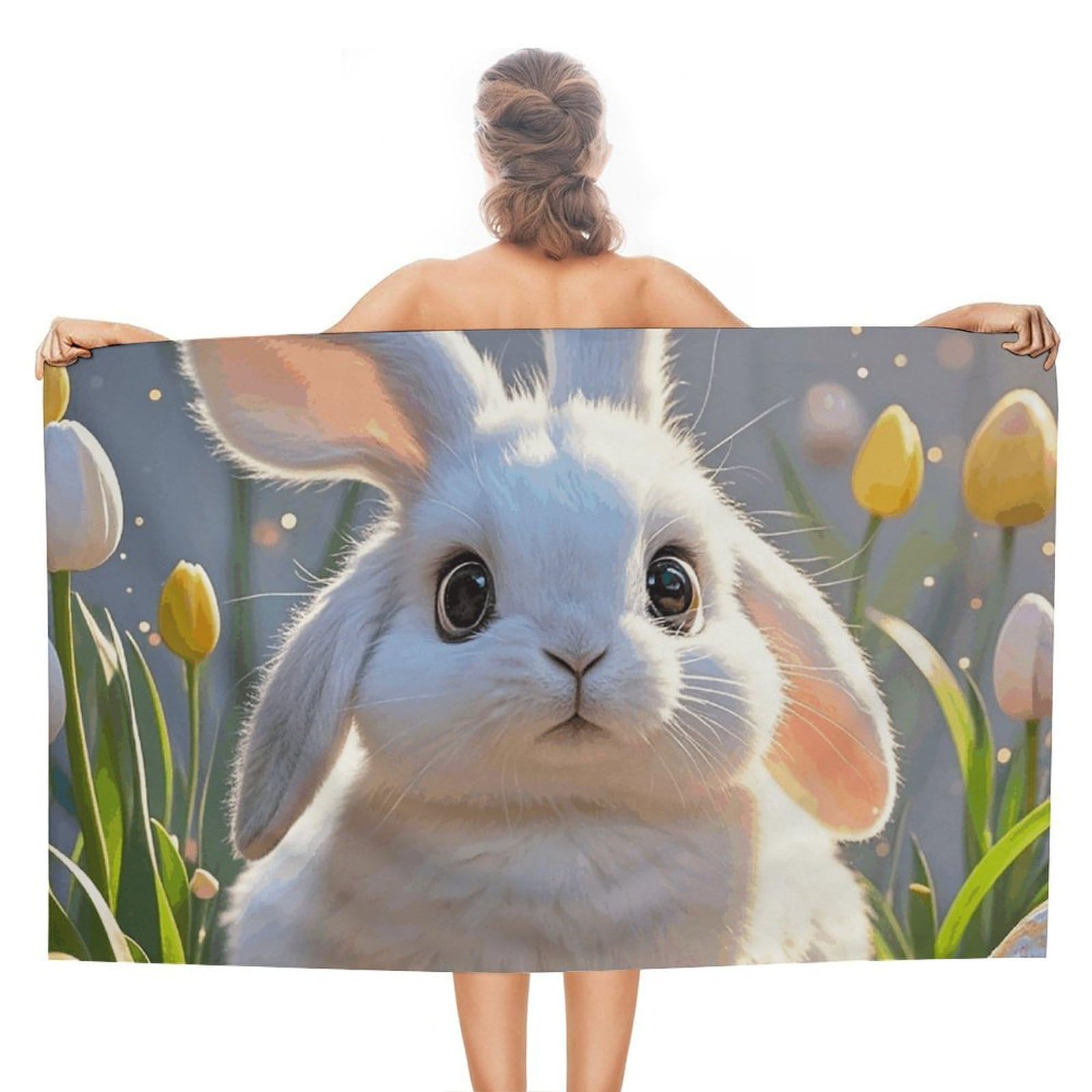 asbwuo Easter Bunny Beach Towels Extra Large Quick Dry Absorbent