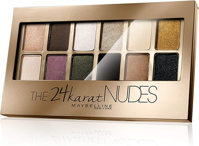 Maybelline The 24-karatowa paleta cieni do powiek, 12 idealnie dopasowanych do siebie odcieni, z metalicznym połyskiem, dla wszechstronnego wyglądu