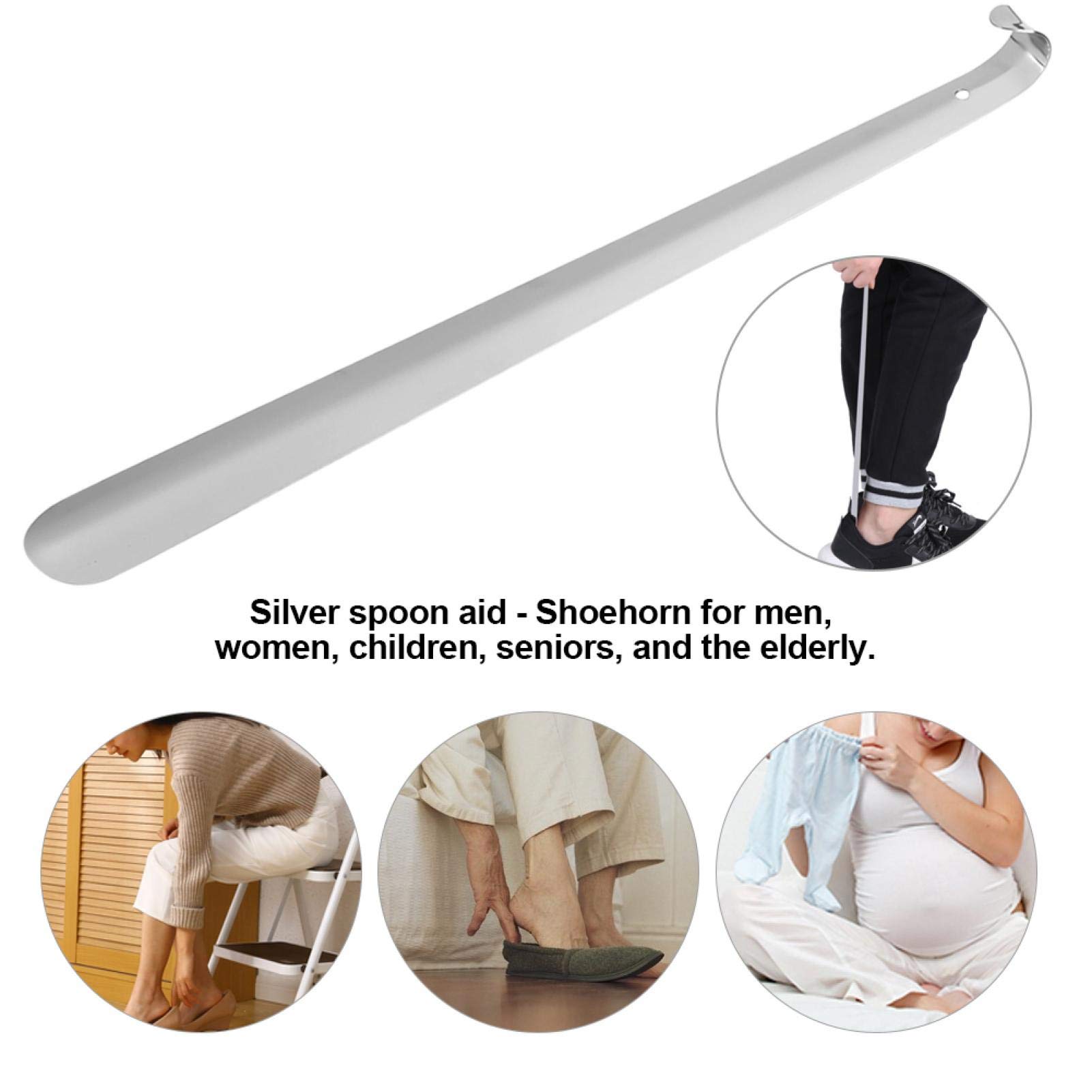 Schuhhorn Professional Edelstahl Langstiel Schuhhorn Glänzend Silber Metall Schuhhorn Schuhhorn für Männer Frauen Kinder Senioren