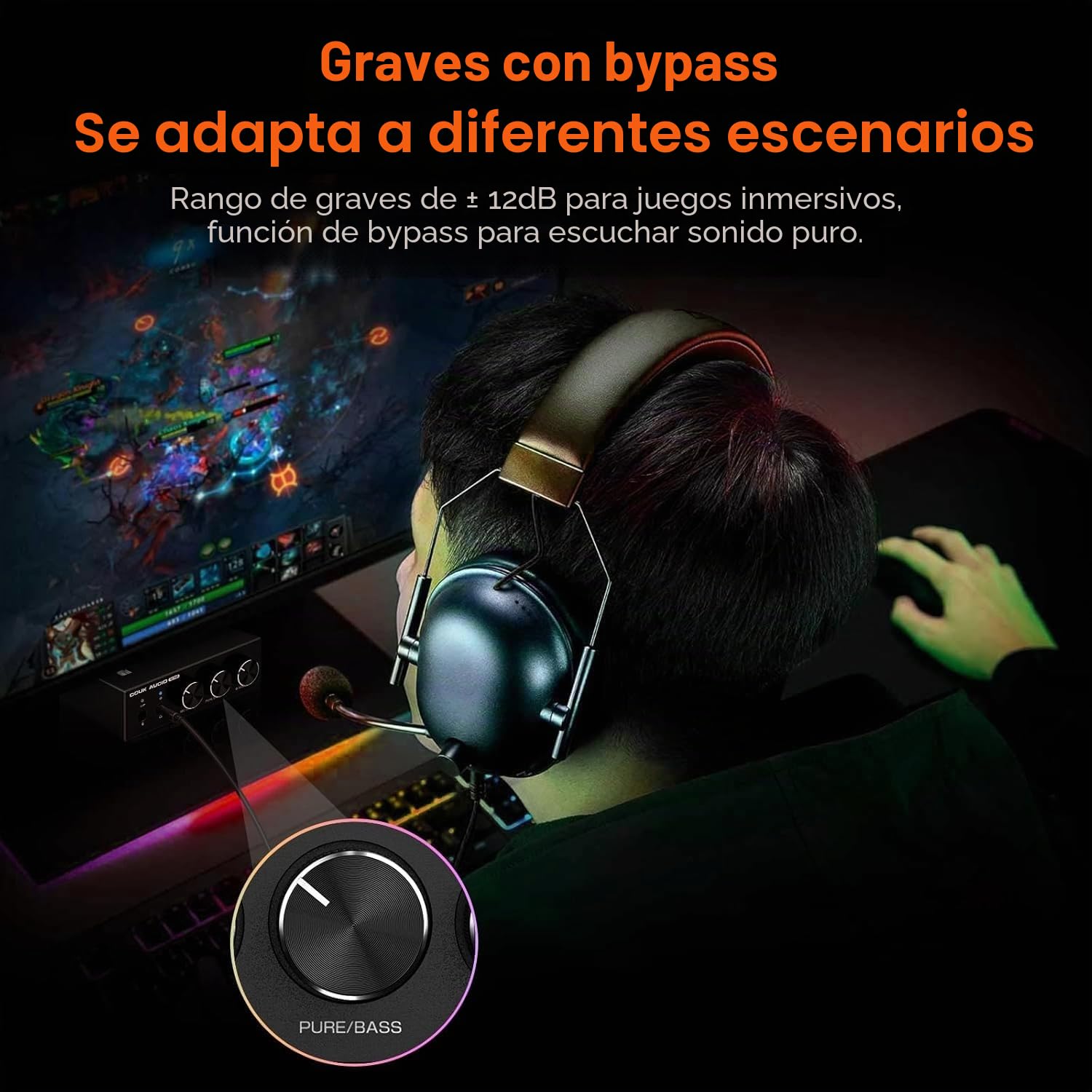 Douk Audio Q2 Pro PC Gaming DAC Amplificador para auriculares con USB & óptica y entrada MIC para PS4, PS5, Xbox, Switch, ordenador, Mac