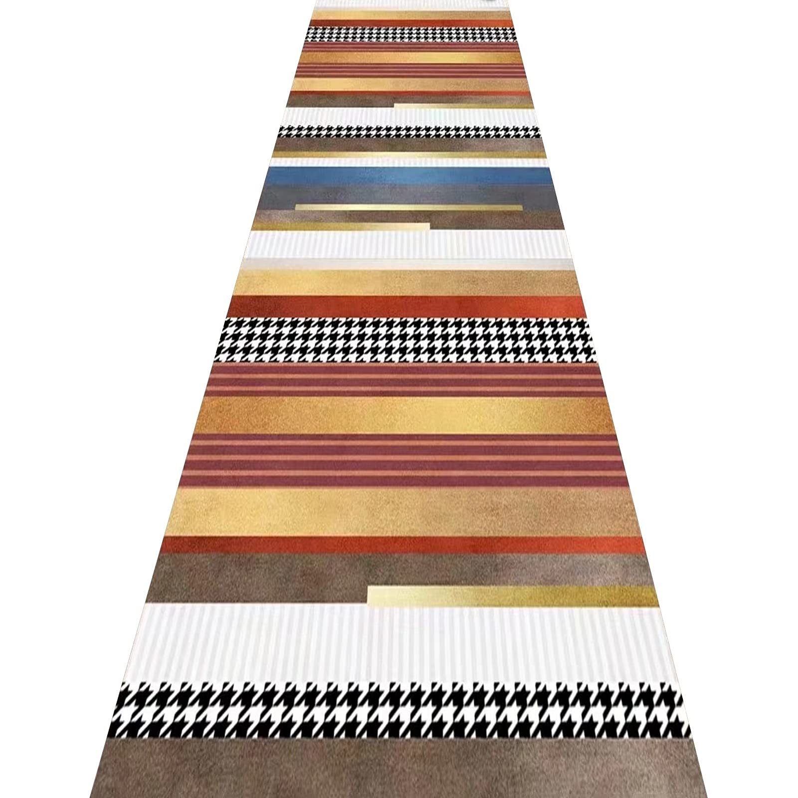 Alfombras de pasillo largo a rayas de poliéster diseño A en medida personalizable de 0.8x2m