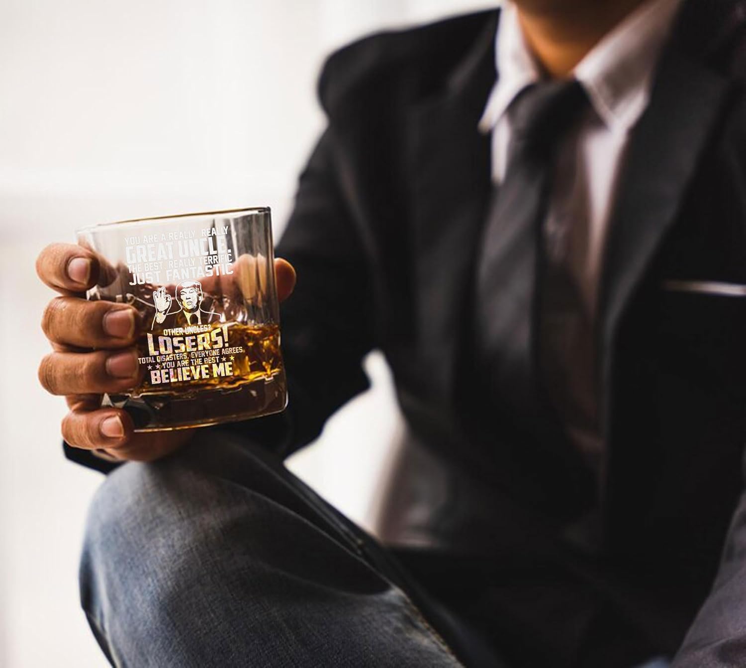 Uncle Christmas Gifts - Christmas Gifts for Uncle from Niece, Nephew, Kids - Best Funny Gift for Great New Promoted to Uncles - 10oz Whiskey Rock Glass - Image 4