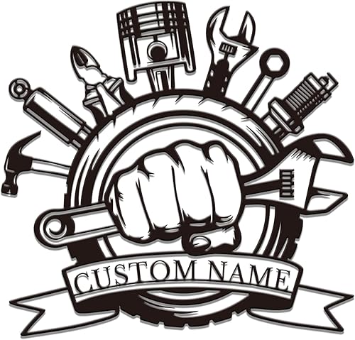 Letrero de metal personalizado para garaje, arte de pared de taller personalizado, decoración mecánica para hombres, día del padre para los amantes