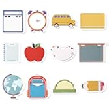 12 Pack 360 Sheets Cute Sticky Notes,Pencil, Ruler, Apple & Blackboard Shaped Self-Adhesive Writing Memo Pad, Fun Teacher & Student Notepad for Classroom, Office, Home Daily Reminders