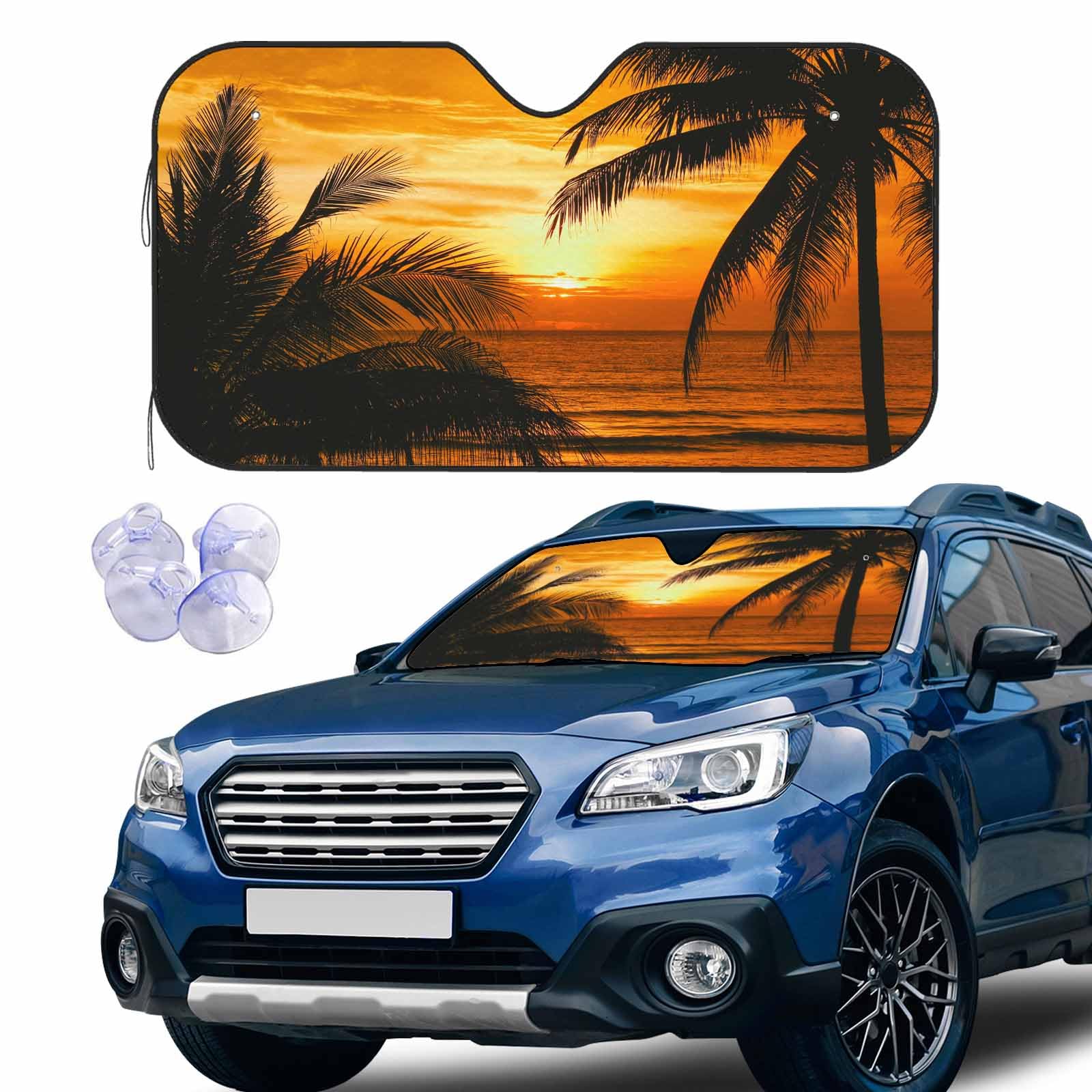oFloral Karon Beach Windshield Sun Shade for Car Sunset Moment in Summer Season Car Window Shades Car Sun Shade Car Accessories Auto Car Sun Visor