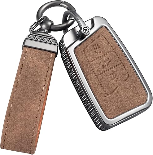 YO&YOYE Compatible con funda para llavero VW Volkswagen con llavero protector de llave de cuero
