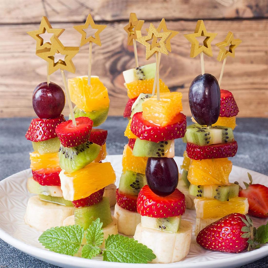 50 Pezzi Stuzzicadenti Decorativi, Stecchini per Aperitivo, Stuzzicadenti da Cocktail Stella Oro, Bastoncini da Cocktail di Natale, Decorazioni per Cibi e Bevande per Feste di Compleanno
