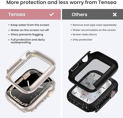 Miniatura 2 de Tensea Funda protectora de pantalla impermeable para Apple Watch Series 8 y 7 de 1.73 pulgadas, accesorios para iWatch de policarbonato con película