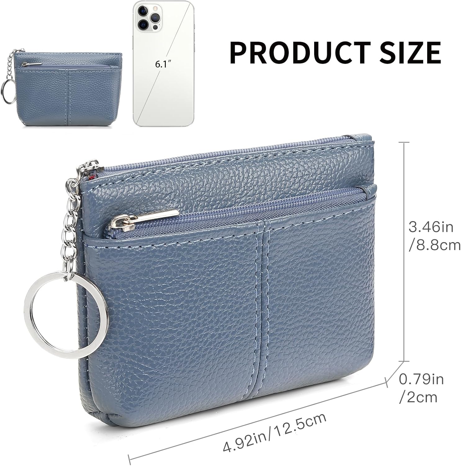 SENDEFN Leather Coin Purse for Women Small KeyChain Change Pouch Credit Card Holder - Image 4