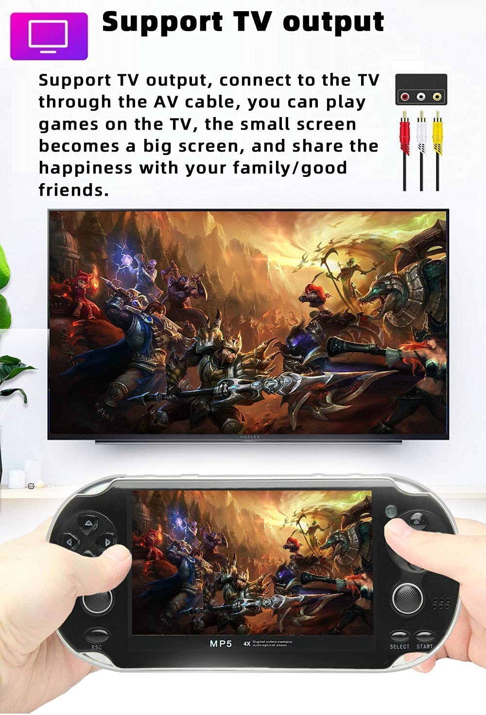 CHROX Console per Videogiochi Portatile, X9-S 8G Oltre 10.000 Giochi Integrati Schermo HD da 5,1 Pollici, Regalo di Natale per Bambini