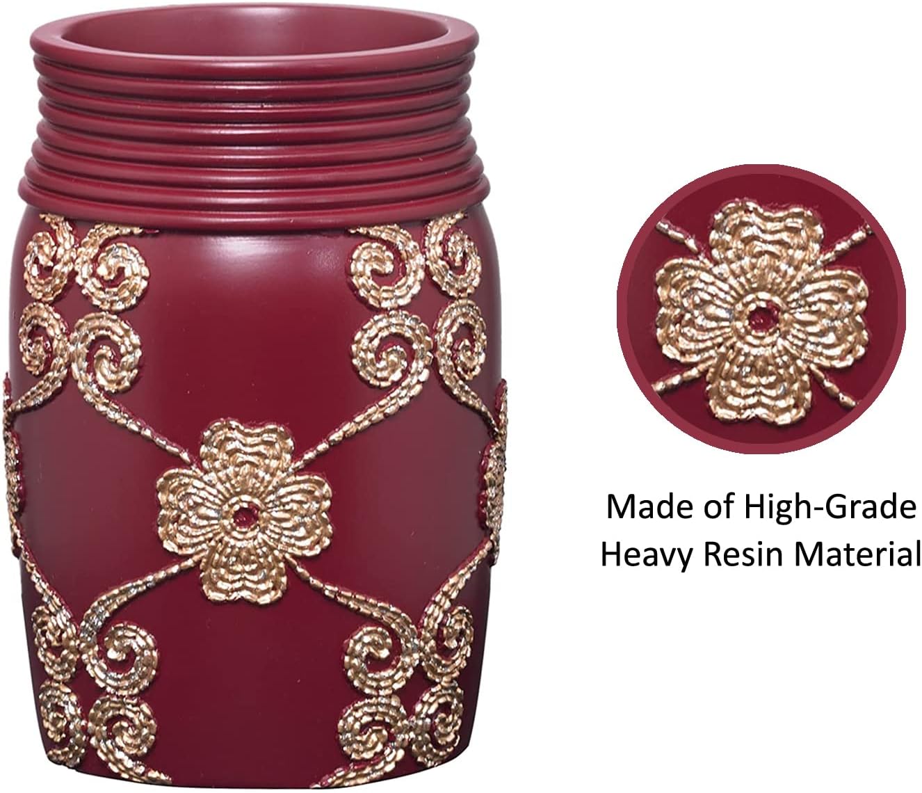Popular Bath Tumbler, Vlegant Rosa Collection, Burgundy/Gold image 2