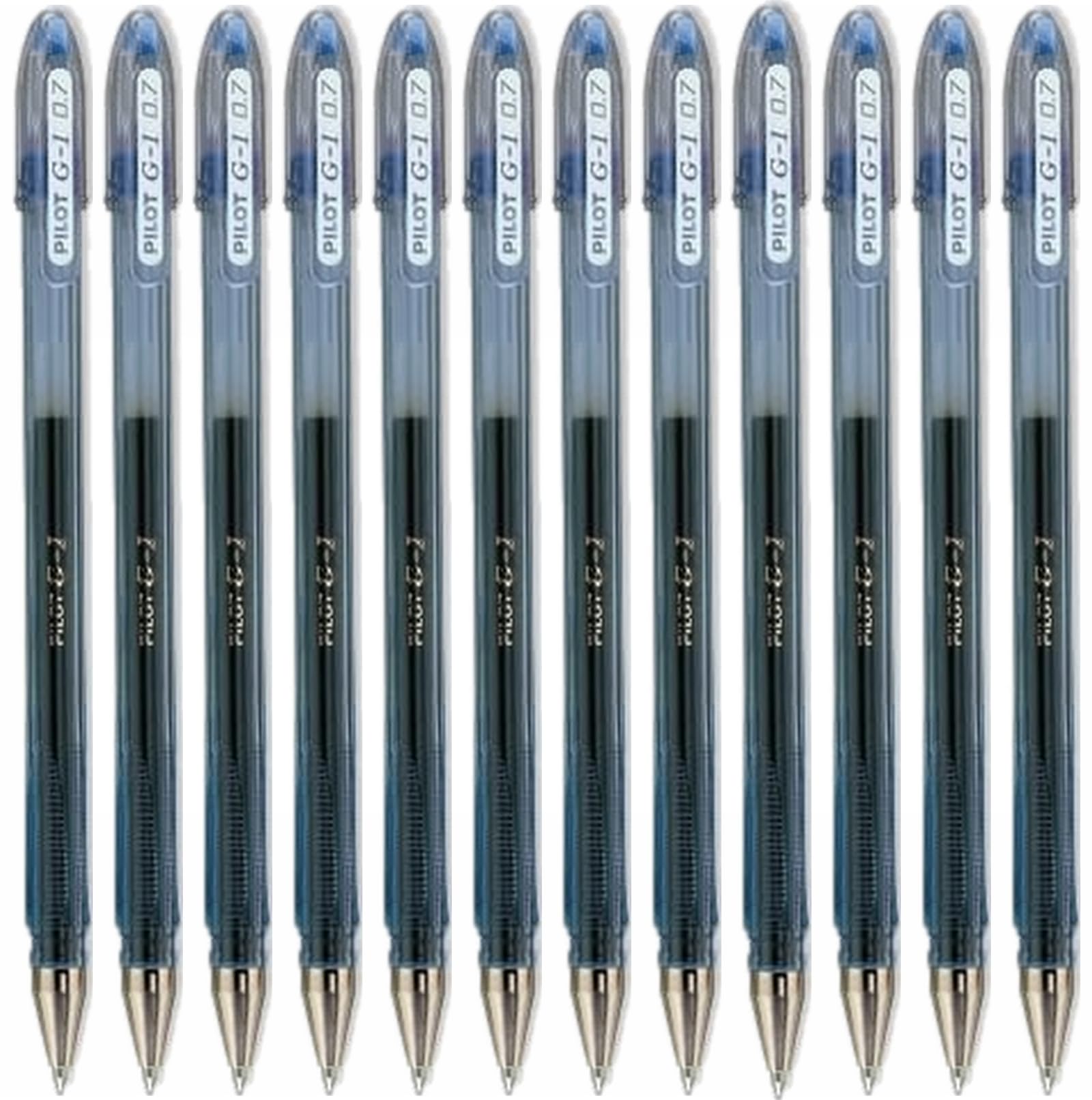 Pilot G107 Gel Ink Pen Ergonomic Grips 0.7mm Tip 0.5mm Line Blue Ref BLG10703 [Pack 12]
