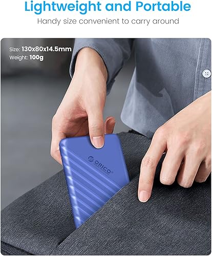 Miniatura 5 de ORICO Caja de disco duro externo de 2,5 pulgadas USB 3.0 a SATA III para 0.276 in y 0.374 in SATA HDD SSD sin herramientas compatible con UASP Azul