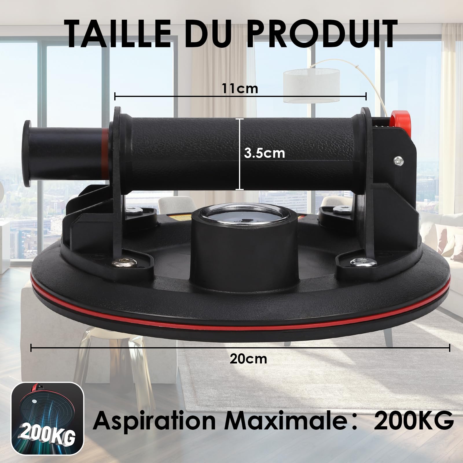 2 Pezzi 8" Ventosa per Piastrelle con Barometro, Ventose Capacità di Carico Max. 200 kg, Ventosa con Scatola di Trasporto per Vetro, Piastrelle, Marmo