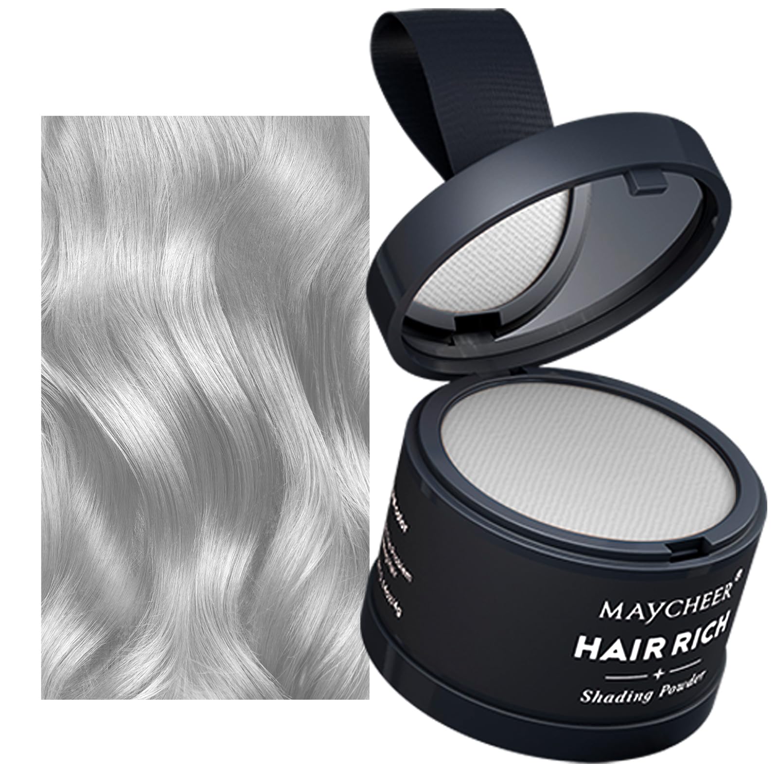 HISUNBEN Instantly Hairline Powder, Windproof & Sweatproof Hair Root Touch Up Concealer for Receding Hairline, Professional Hairline Shadow Powder with Mirror & Puff (Rock-Ash)