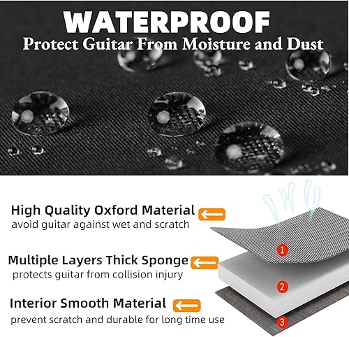 Miniatura 4 de GIGKOUKI Bolsa de guitarra acústica de 38 39 pulgadas, funda suave de 0.35 pulgadas de grosor, acolchado de guitarra clásica, mochila grande con
