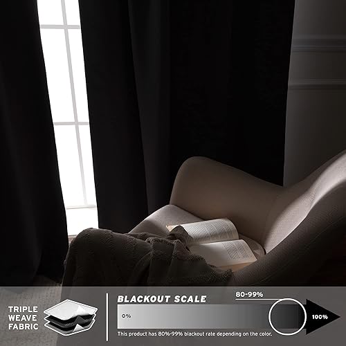 Miniatura 7 de Best Home Fashion Paneles de cortinas opacas con aislamiento térmico de alta calidad para dormitorio, ojales en la parte superior de bronce antiguo,