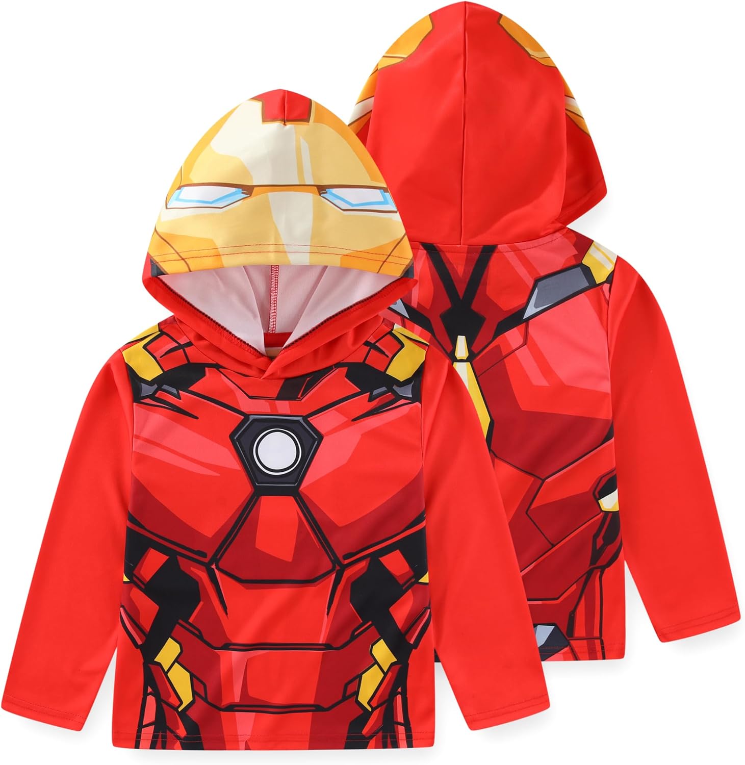 Marvel Avengers Iron Man Captain America Spider-Man Miles Morales Venom Boys Long Sleeve Hooded Shirt for Big Kids