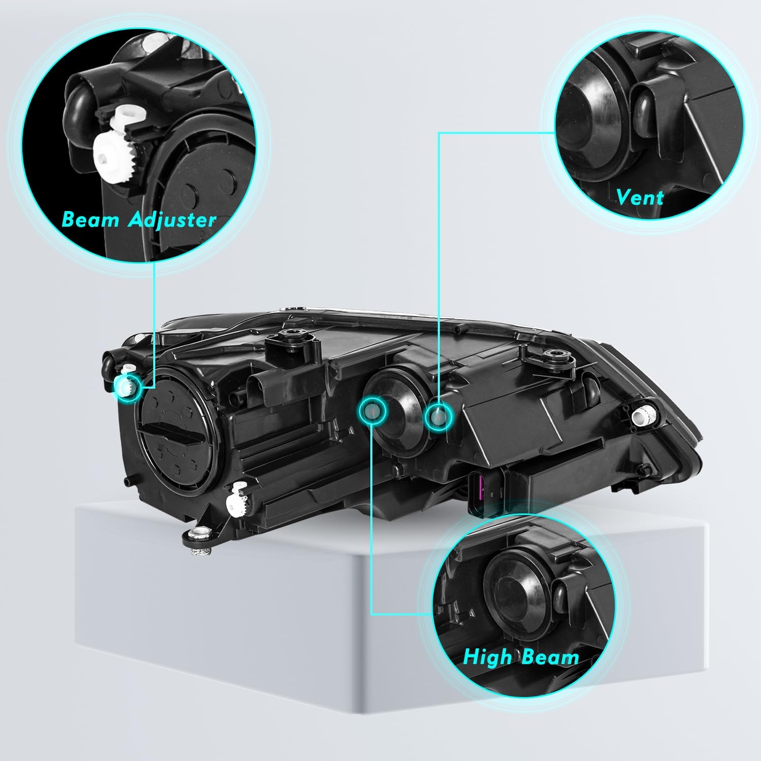 TUSDAR Front Headlights Assembly Compatible With 2011-2018 Volkswagen Jetta MK6, 11 12 13 14 15 16 17 18 VW Jetta MK6 OE Headlight Replacement Driver & Passenger Side Headlamps