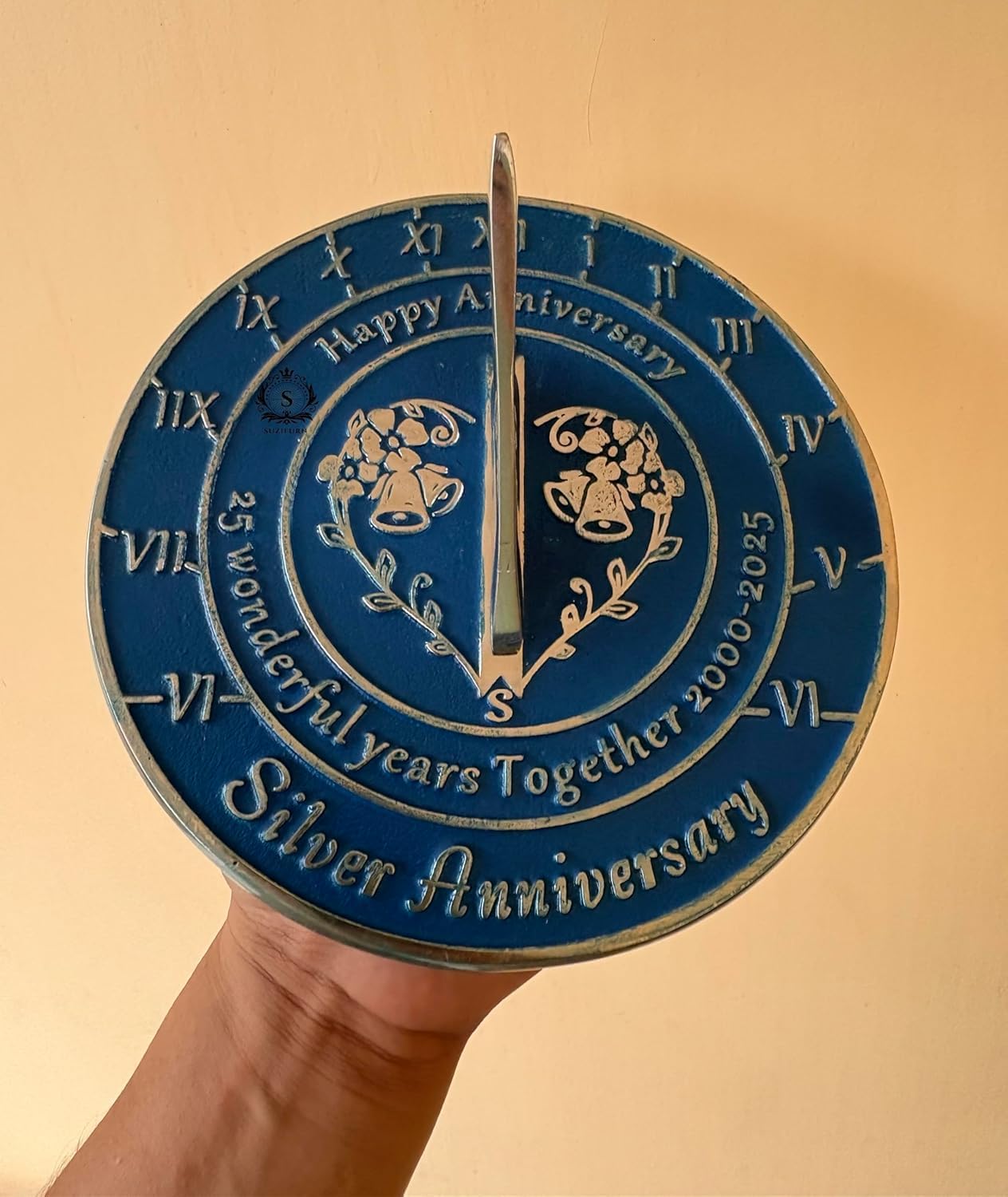 Reloj de sol de aniversario para boda de plata número 25 de 8 pulgadas