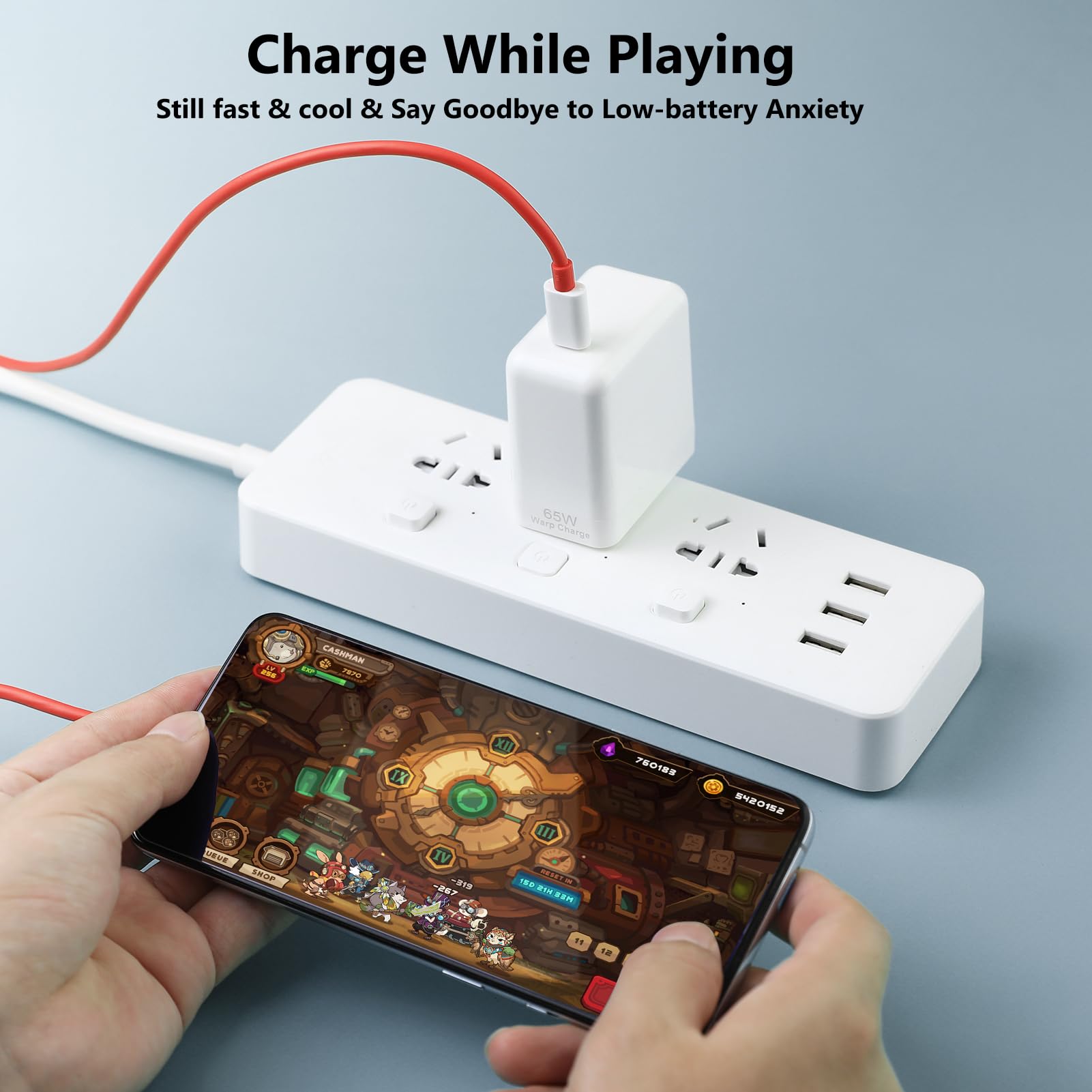 Cargador Warp de repuesto de 65 W para OnePlus, para OnePlus 13/12R/12/11/10/Nord 2 5G/9 Pro/9RT/9/9R/8T/Realme, adaptador de carga rápida de 10V 6.5A con cable USB-C de 3.3 pies