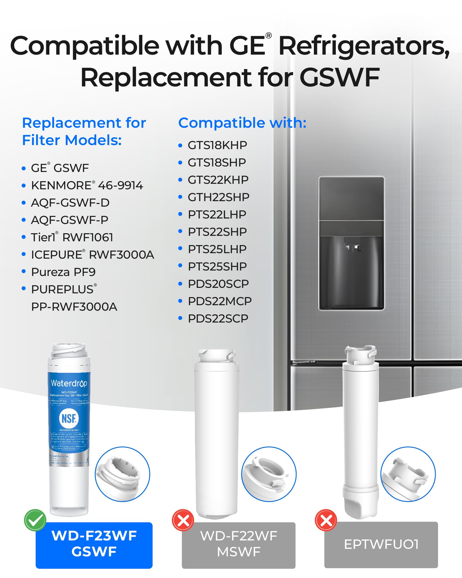 Amazon.com: Waterdrop GSWF Refrigerator Water Filter, Replacement