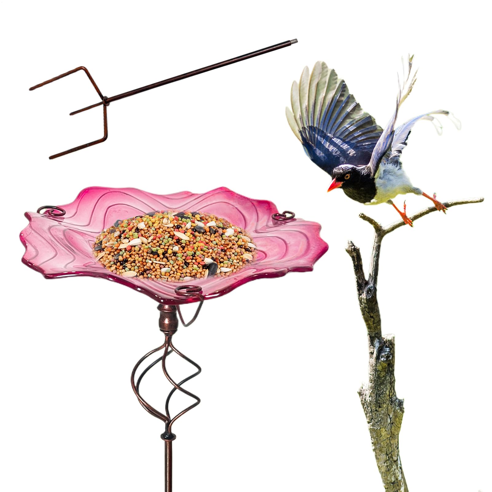 Bebedero Para Pájaros Con Estaca Bebedero Y Con Estaca Para Suelo | Bebedero Para Pájaros De Pie Para Jardín En Metal Para Patio Jardín Balcón Césped Animales Loro Periquito
