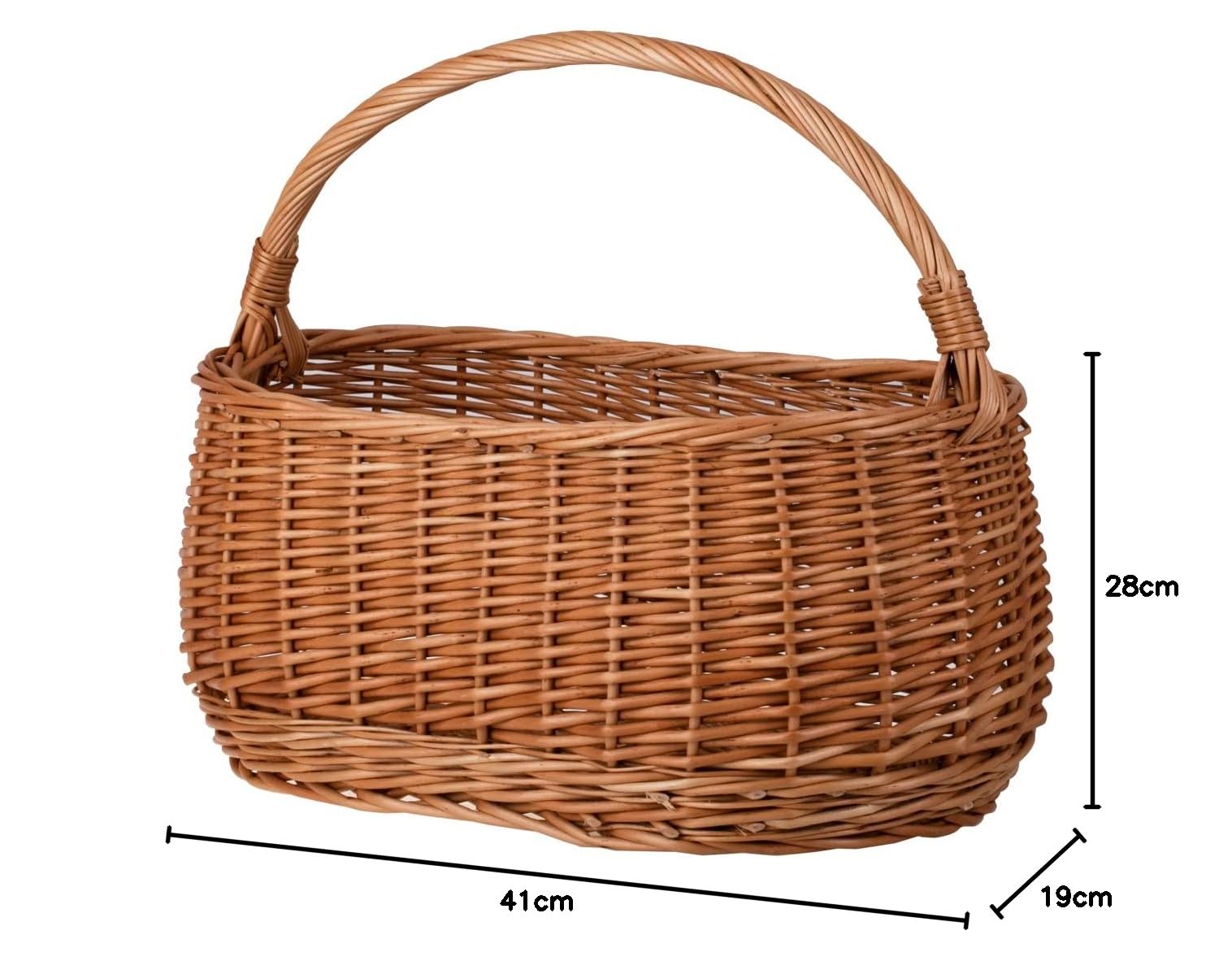 e-wicker24 Kosz na zakupy z wikliny, koszyk piknikowy, wiklinowy kosz na prezent