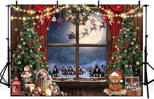 Miniatura 2 de MEHOFOND Telón de fondo de Navidad para fotografía, invierno, Papá Noel, árbol de Navidad, decoración de regalo de nieve, fiesta de Año Nuevo, fondo