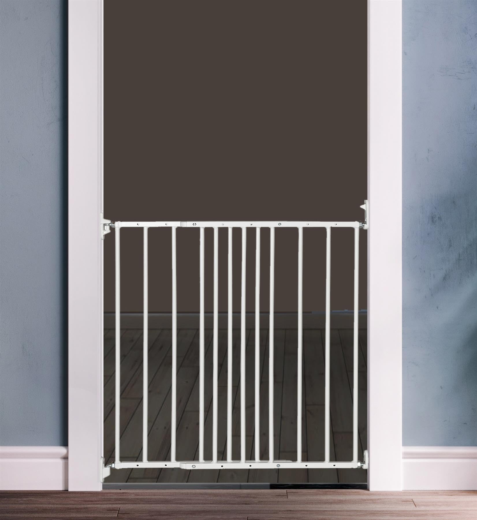 Safetots Barrière d'escalier extra étroite, blanche, 56,5 cm – 81,5 cm, barrière de sécurité pour tout-petit, barrière de sécurité pour bébé