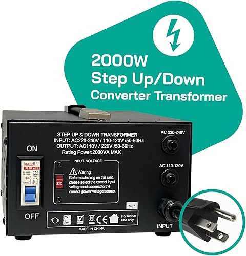 Miniatura 4 de LiteFuze Serie LT Transformador Convertidor de Voltaje Step UpDown de 2000 Vatios - 110 V a 220 V  220 V a 110 V Convertidor de Potencia - Cable
