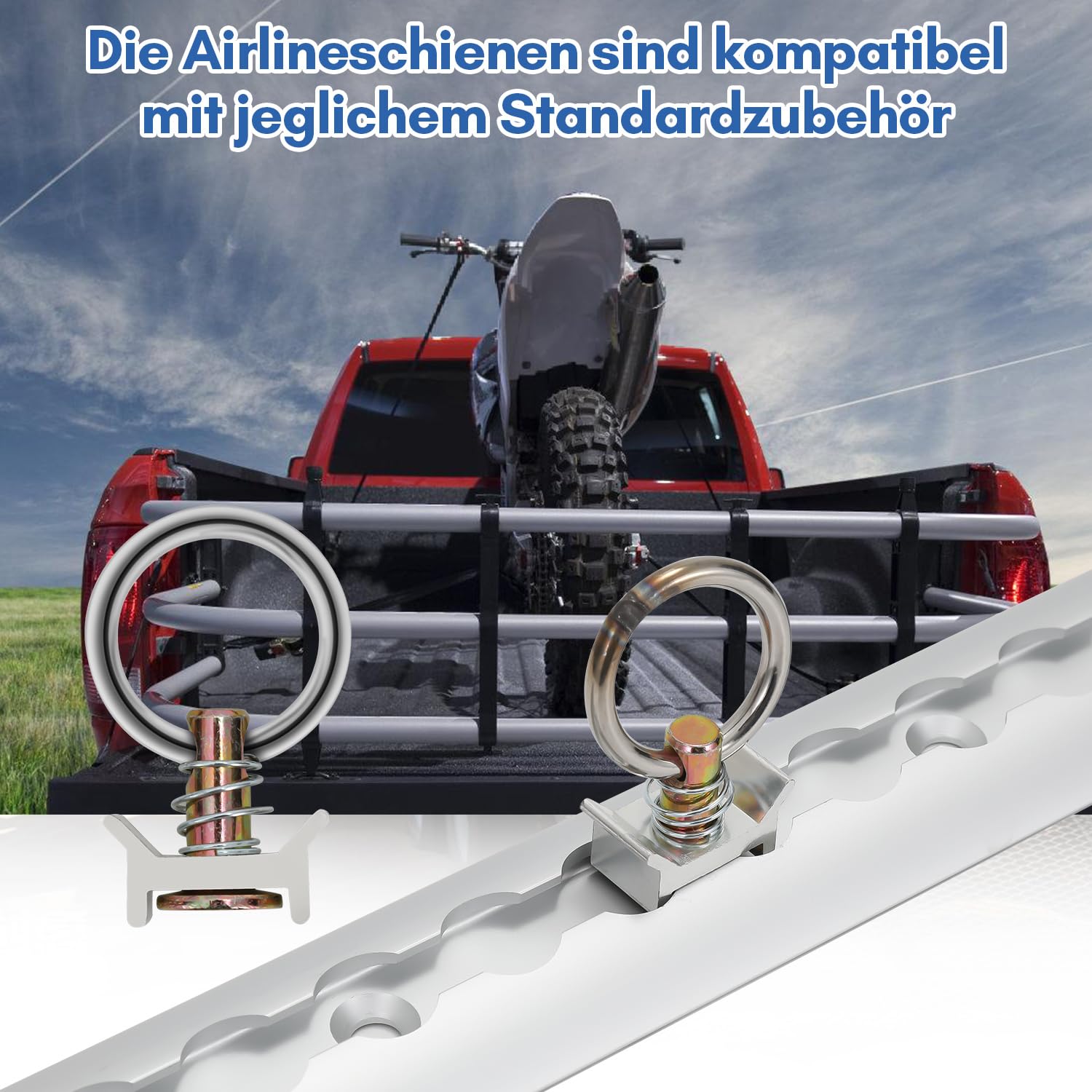 Set di 4 guide da 1 m, in alluminio anodizzato semicircolare con 10 raccordi singoli e 8 tappi terminali, guide preforate per il fissaggio del carico per rimorchi, auto, camion, camper