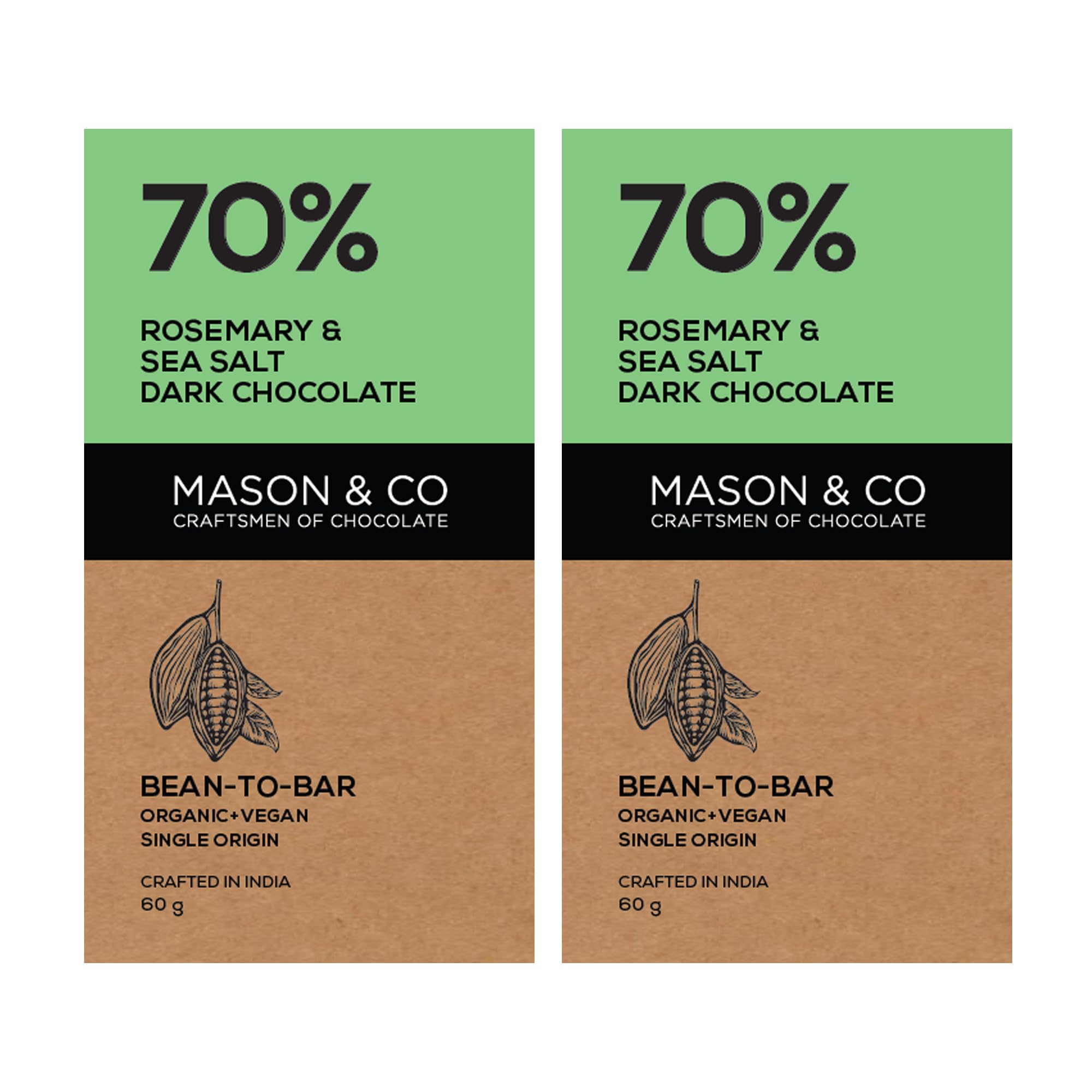 Mason & Co. Organic Rosemary and Sea Salt Dark Chocolate Bar, 60g (Pack of 2) (B071DGGW7J) Amazon Price History, Amazon Price Tracker