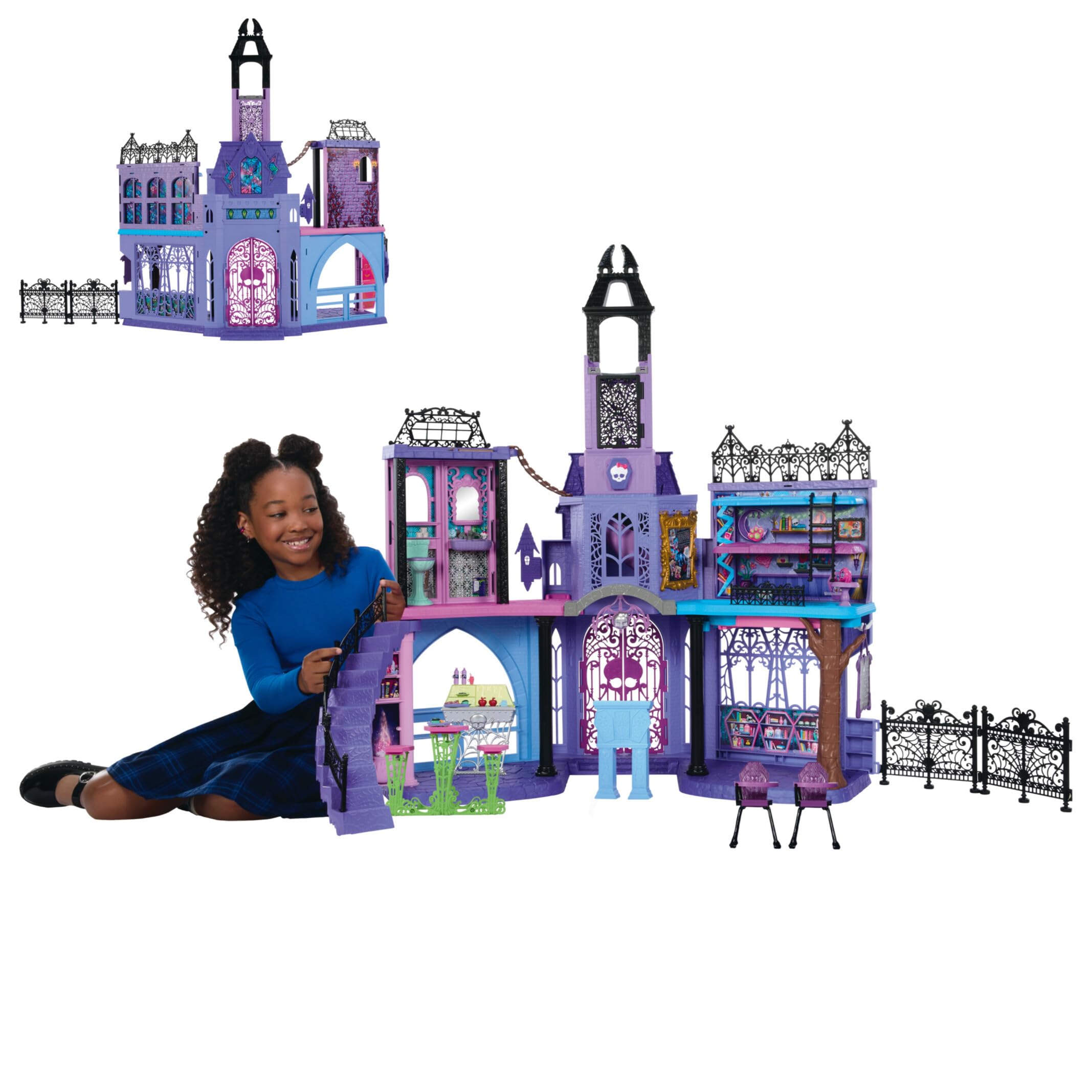 Monster High Hotel Buuuutique Casa de muñecas, conjunto de juego plegable con sorpresas espeluznantes en cada habitación y más de 13 piezas, incluidos muebles y accesorios, JBF16 — view 8