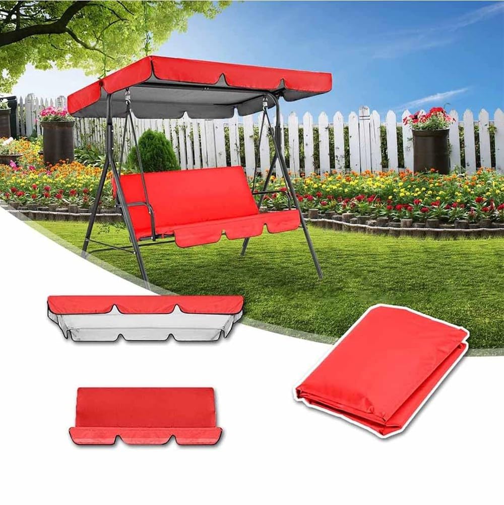 Wasserdichtes Baldachin-Abdeckungs-Set für Veranda-Schaukel, Ersatzkissen für 2-/3-Sitzer-Terrassenstühle, wetterfest, leicht einzubauen, 190 x 132 x 15 cm + 150 x 50 x 10 cm