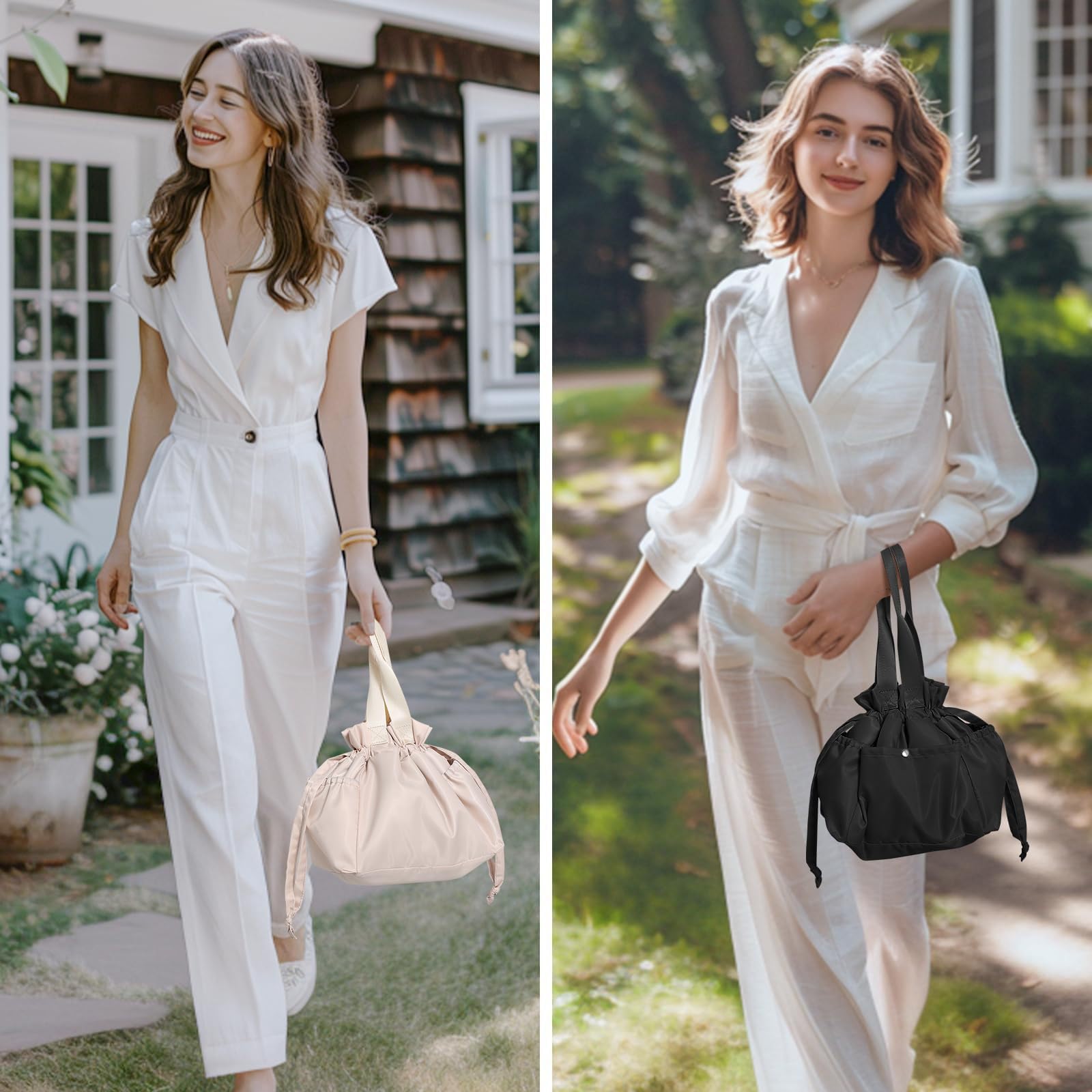 Sac Isotherme Repas Cordon Sacoche Glacière 10L Femme Imperméable Nylon Rangement Repas Multi Poche Sac Repas Bureau Voyage Picnic Trajet Maintien au Chaud Lunch
